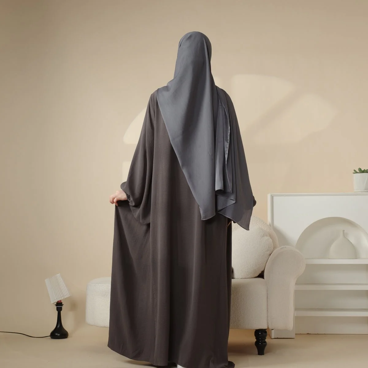 Reversible Abaya Made With Crepe Fabric (MA035) - Image 9