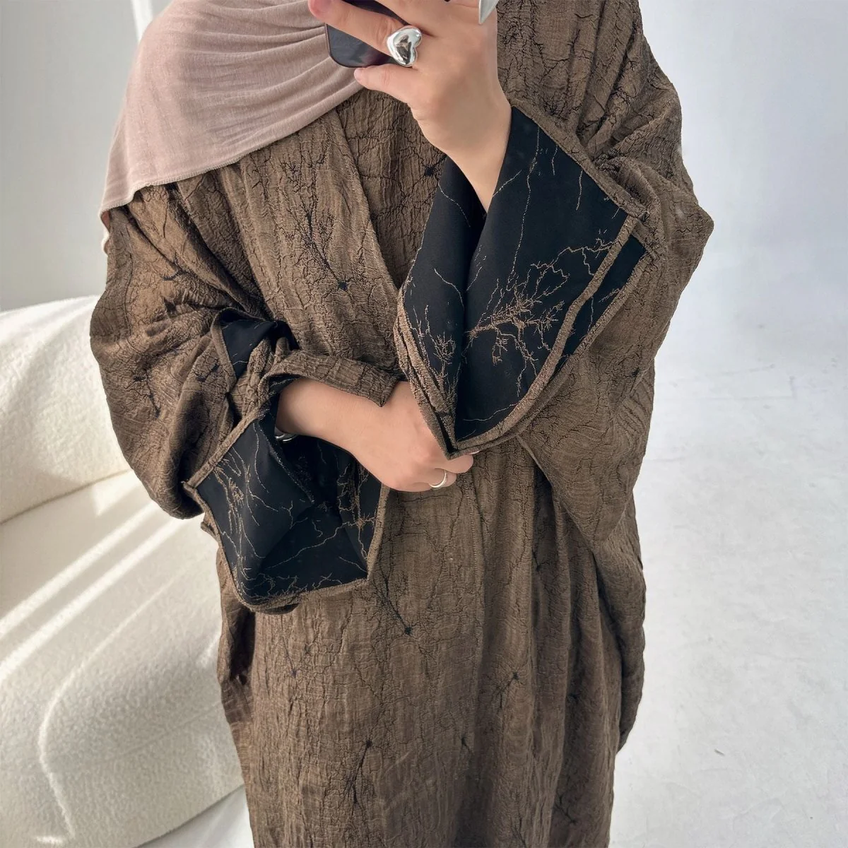 Reversible Jacquard Cardigan & Dress Set(MOA282) - Image 3