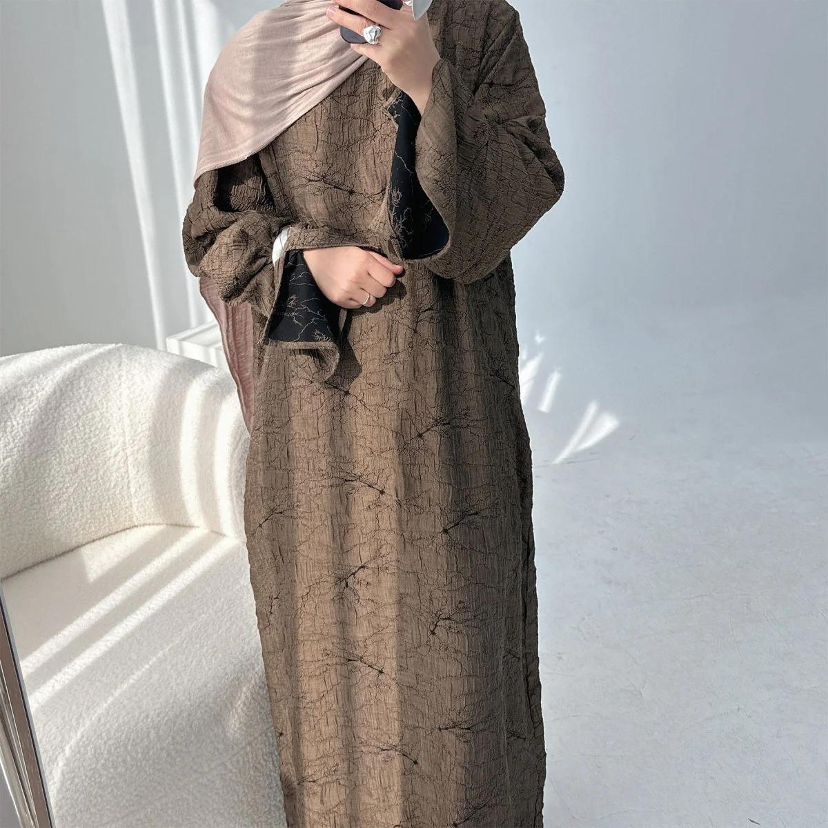 Reversible Jacquard Cardigan & Dress Set(MOA282) - Image 4
