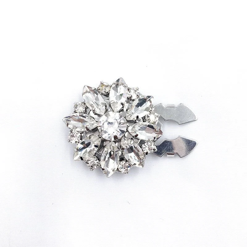 Rhinestone Button Covers | Crystal Flower Decorative Clips(MAC359)