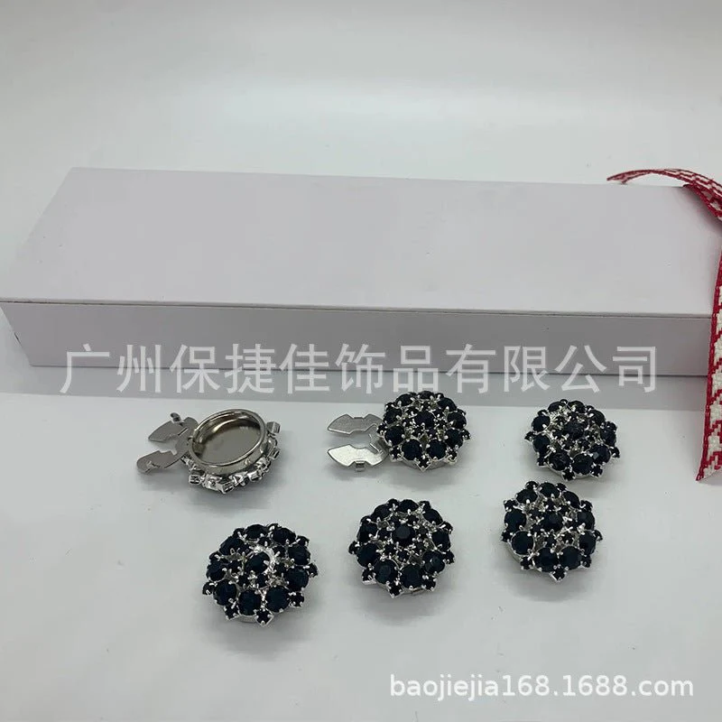 Rhinestone Button Covers | Crystal Flower Decorative Clips(MAC359) - Image 25