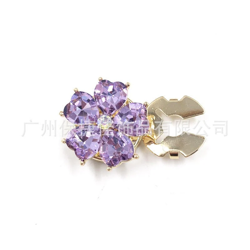 Rhinestone Button Covers | Crystal Flower Decorative Clips(MAC359) - Image 64