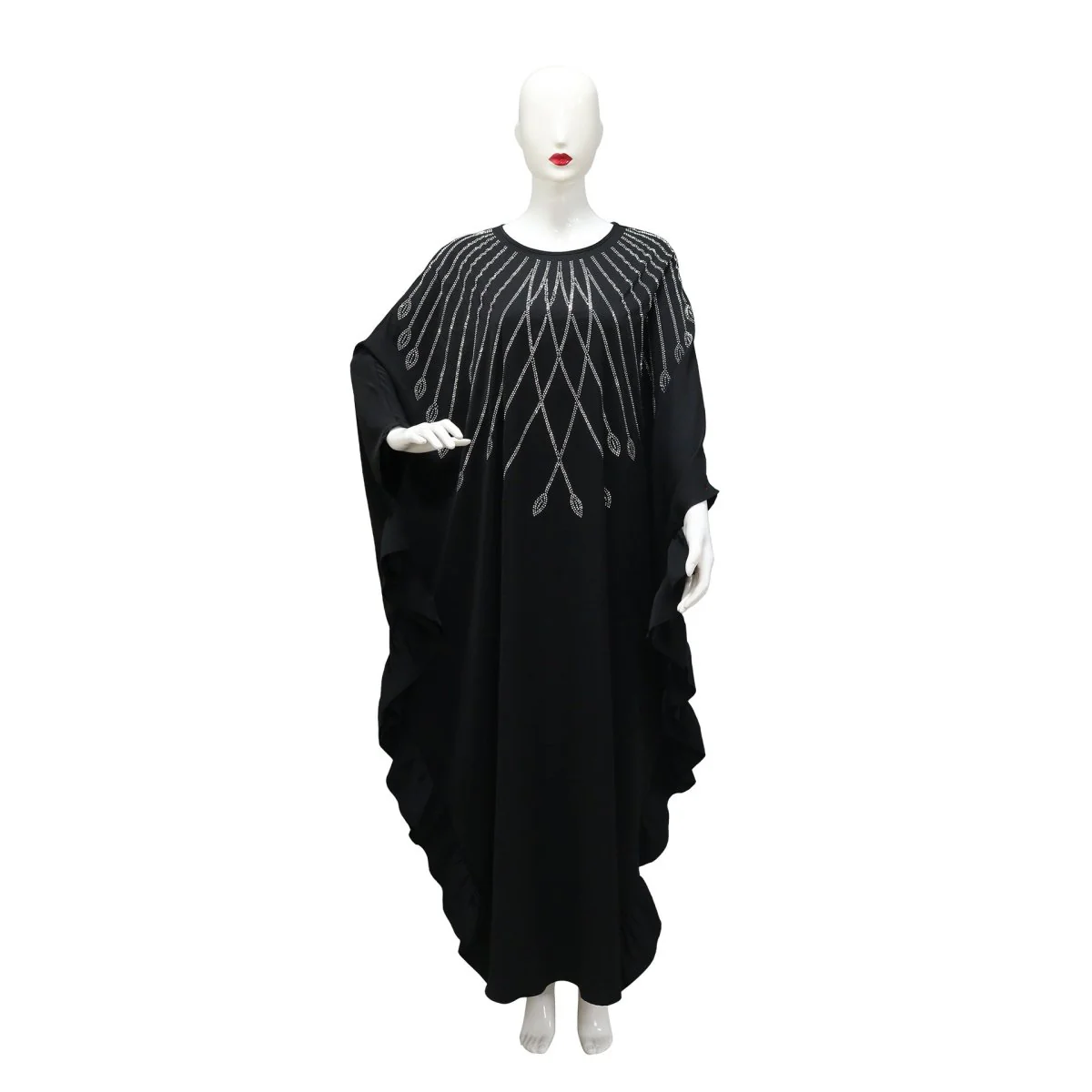 Rhinestone Embellished Butterfly Sleeve Abaya | Art Deco Kaftan Gown (MA374) - Image 5