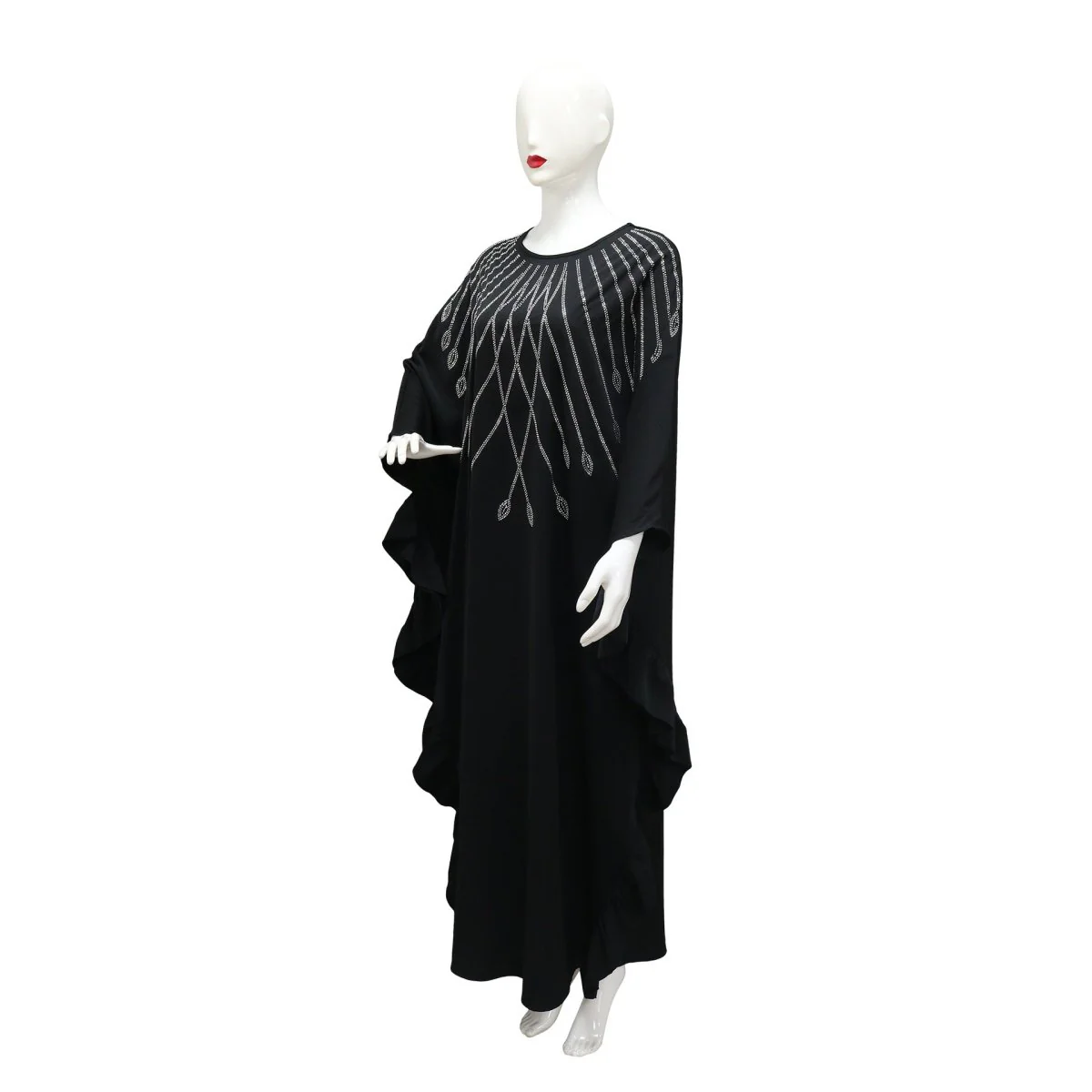 Rhinestone Embellished Butterfly Sleeve Abaya | Art Deco Kaftan Gown (MA374) - Image 6