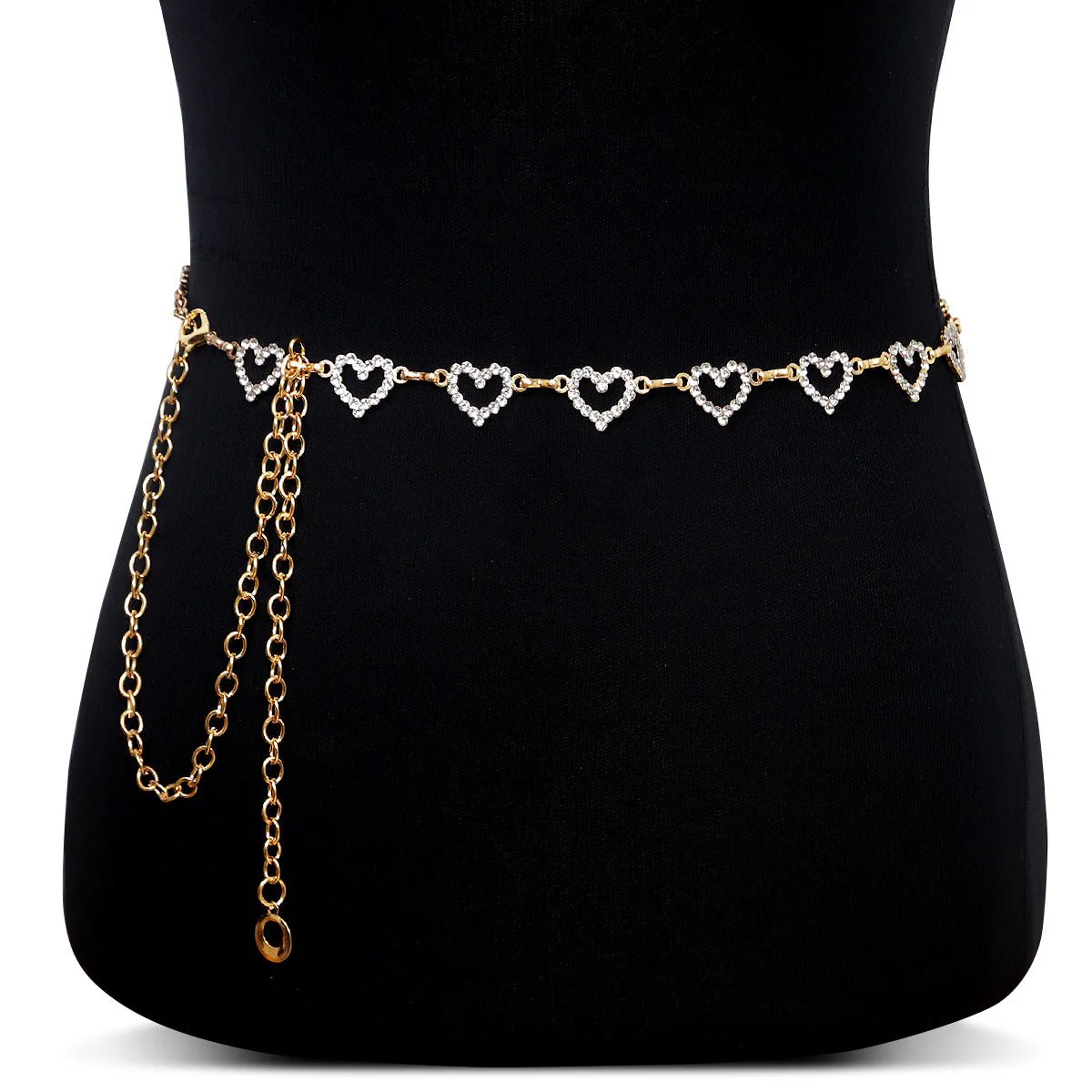 Rhinestone Heart Waist Chain | Crystal Body Chain Belt(MAC361) - Image 2