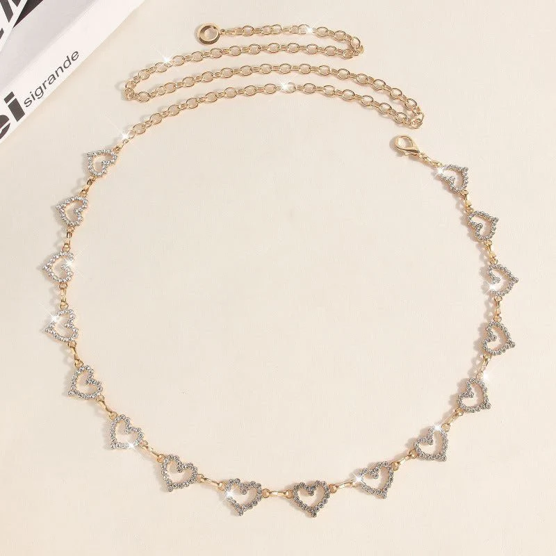 Rhinestone Heart Waist Chain | Crystal Body Chain Belt(MAC361) - Image 3