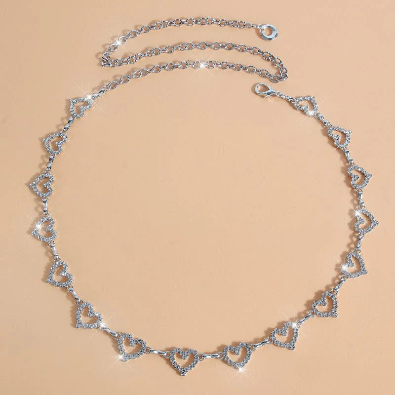 Rhinestone Heart Waist Chain | Crystal Body Chain Belt(MAC361) - Image 4