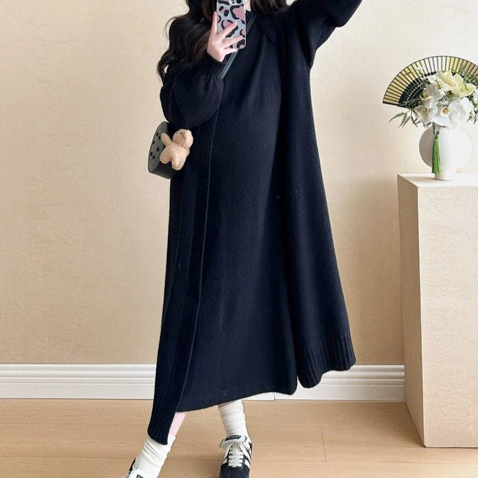 Ribbed Knit Cardigan & Tank Dress Set(MS202) - Image 10