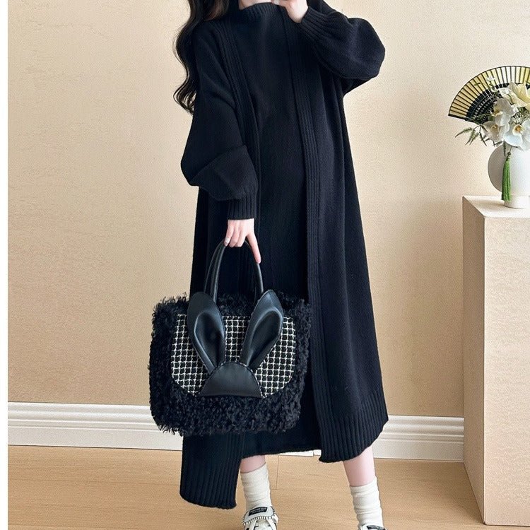 Ribbed Knit Cardigan & Tank Dress Set(MS202) - Image 11