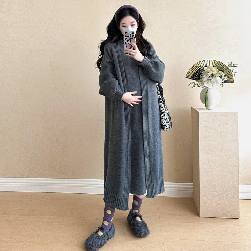 Ribbed Knit Cardigan & Tank Dress Set(MS202) - Image 15