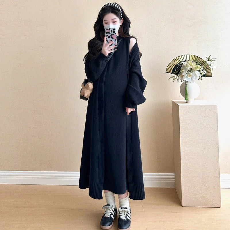 Ribbed Knit Cardigan & Tank Dress Set(MS202) - Image 16
