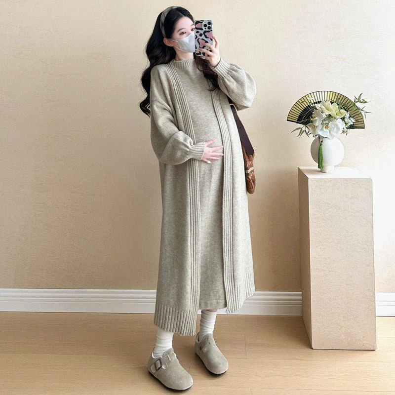 Ribbed Knit Cardigan & Tank Dress Set(MS202) - Image 3