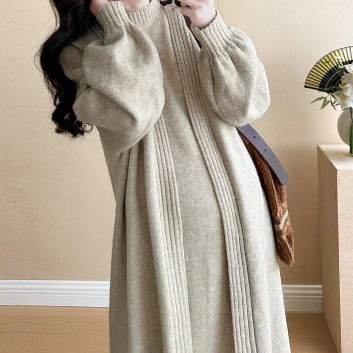 Ribbed Knit Cardigan & Tank Dress Set(MS202) - Image 4