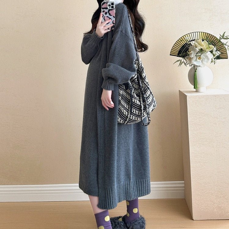 Ribbed Knit Cardigan & Tank Dress Set(MS202) - Image 7