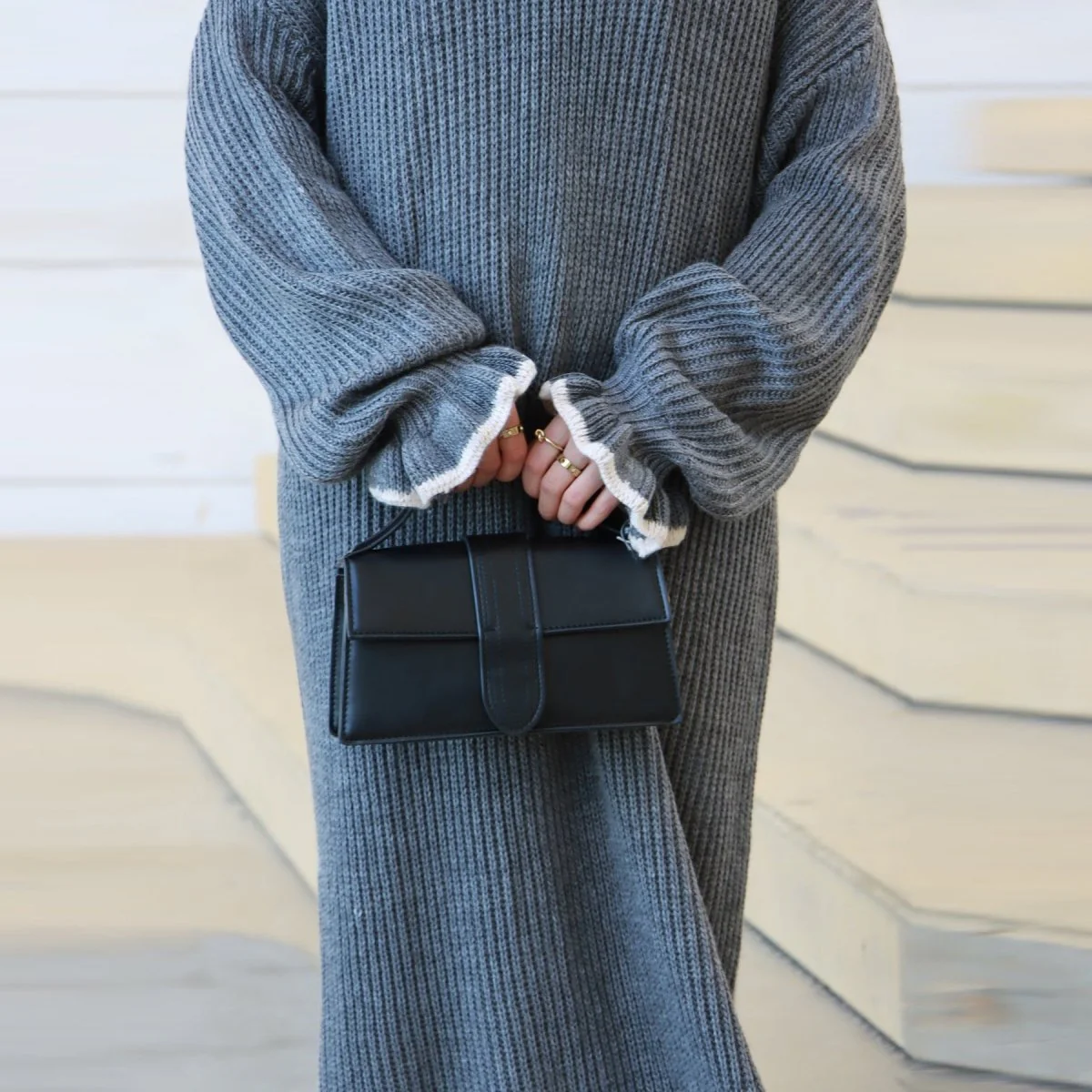 Ribbed Knit Dress with Ruffle Cuffs (MA388) - Image 7