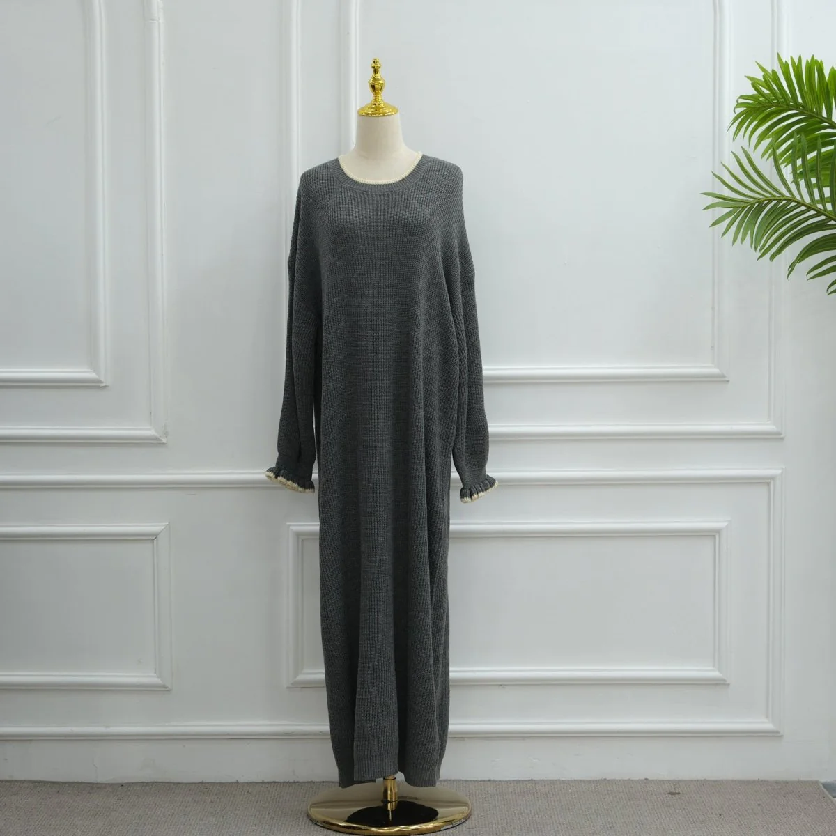 Ribbed Knit Dress with Ruffle Cuffs (MA388) - Image 8