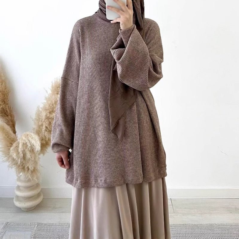 Ribbed Knit Sweater & Maxi Skirt Set | Oversized Pullover Two-Piece(MS224) - Image 7