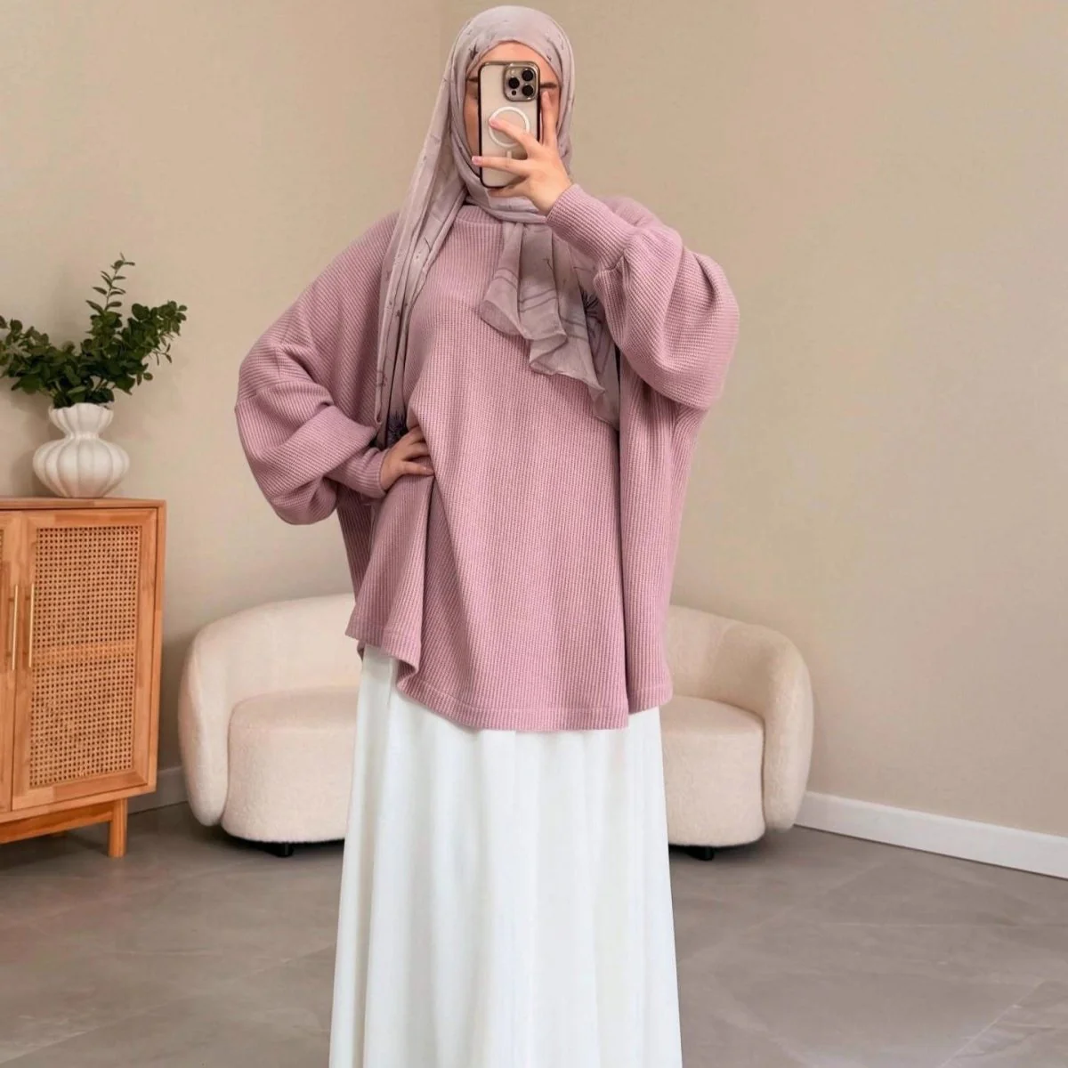 Ribbed Knit Sweater & Maxi Skirt Set | Oversized Pullover Two-Piece(MS224) - Image 8