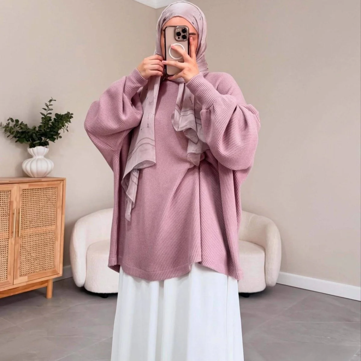 Ribbed Knit Sweater & Maxi Skirt Set | Oversized Pullover Two-Piece(MS224) - Image 9