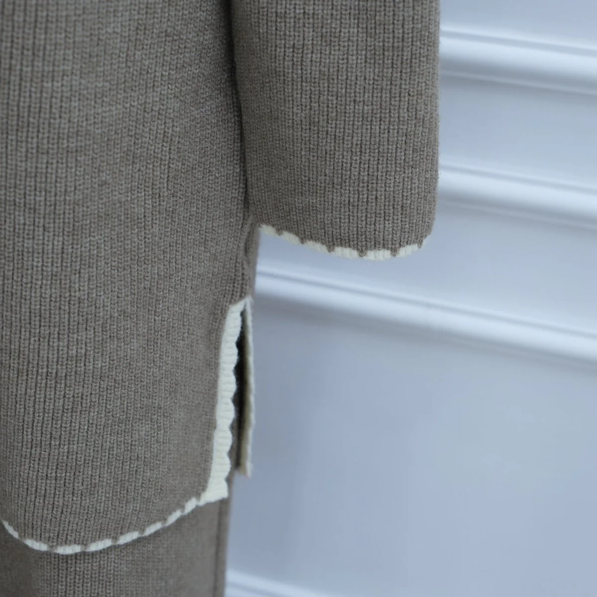 Ribbed Knit Sweater & Skirt Set with Contrast Trim (MS301) - Image 11