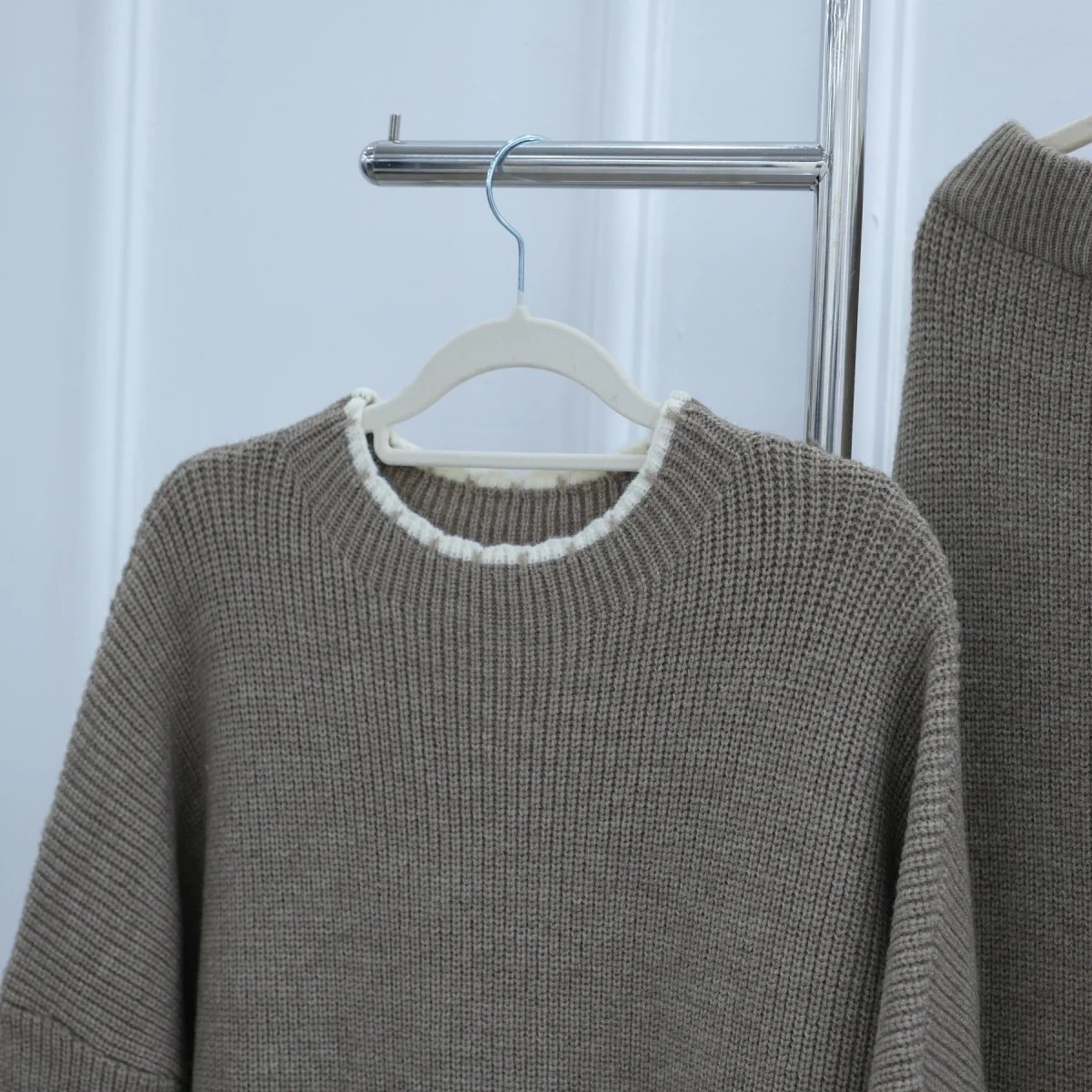 Ribbed Knit Sweater & Skirt Set with Contrast Trim (MS301) - Image 9