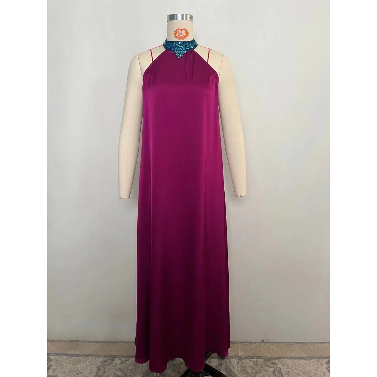 Rose Purple Luxury Feather-Embellished Abaya Dress Two-Piece Set with Crystal & Bead Details (MOA159) - Image 16