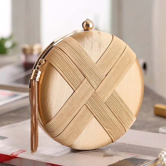 Round Evening Clutch Handbag with Braided Accent (MAC287) - Image 10
