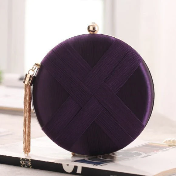 Round Evening Clutch Handbag with Braided Accent (MAC287) - Image 12