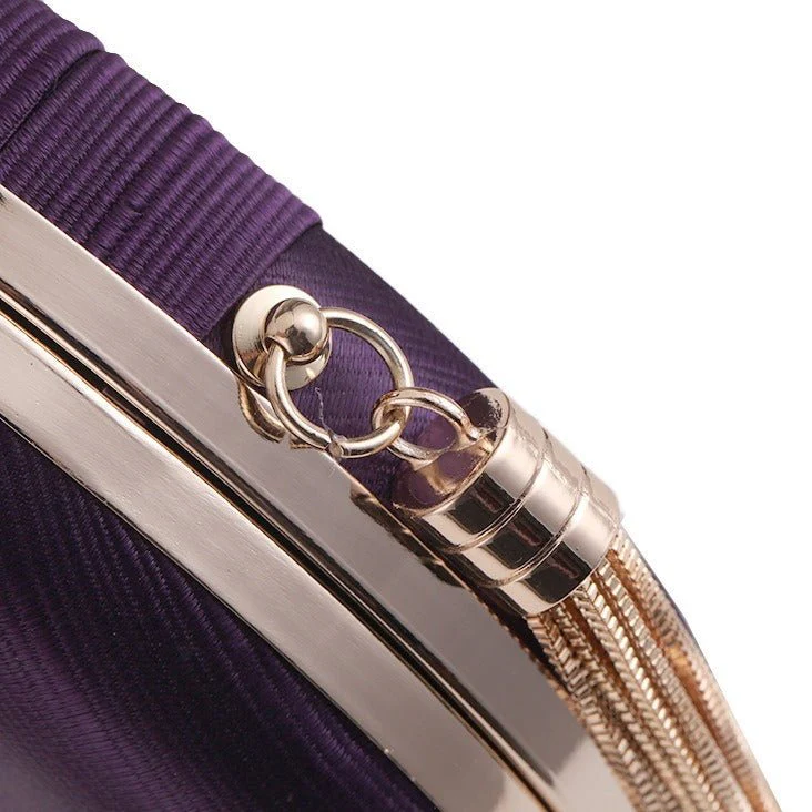 Round Evening Clutch Handbag with Braided Accent (MAC287) - Image 14