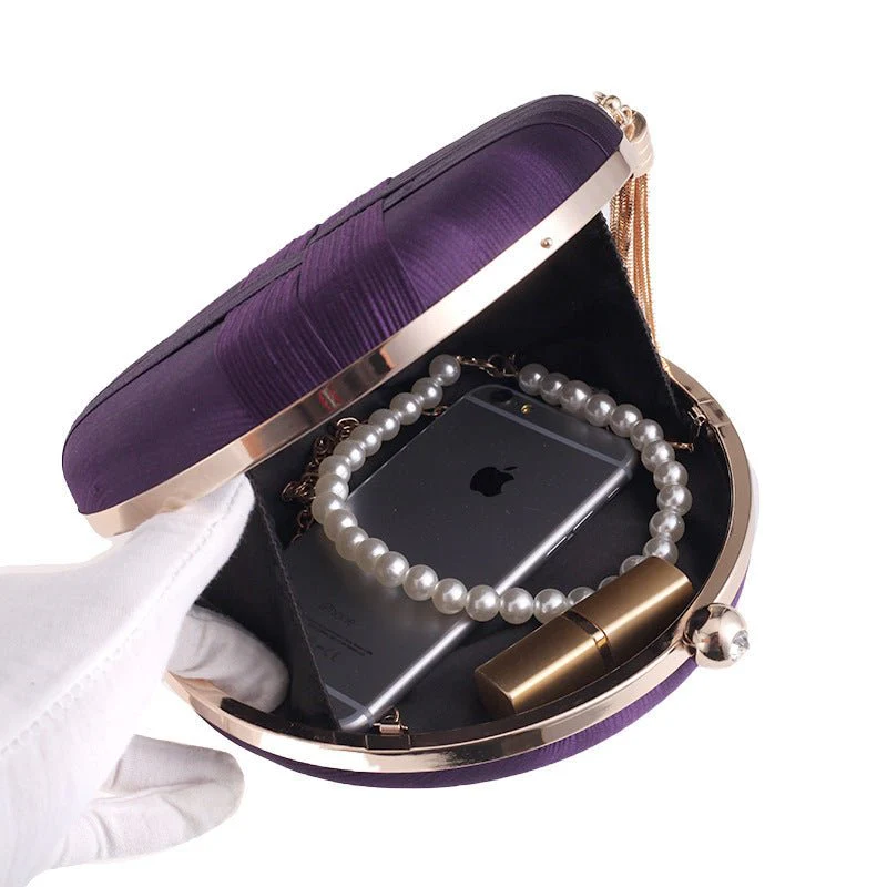 Round Evening Clutch Handbag with Braided Accent (MAC287) - Image 15