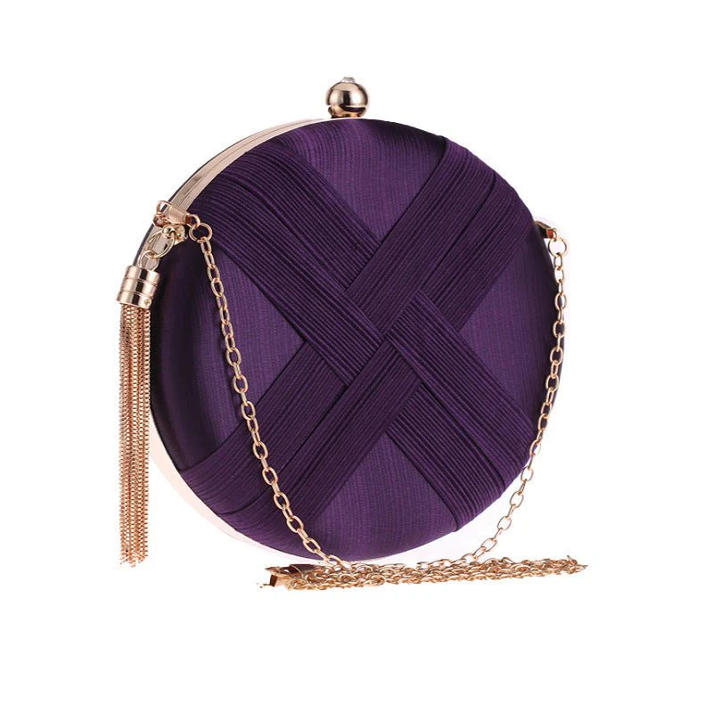 Round Evening Clutch Handbag with Braided Accent (MAC287) - Image 17