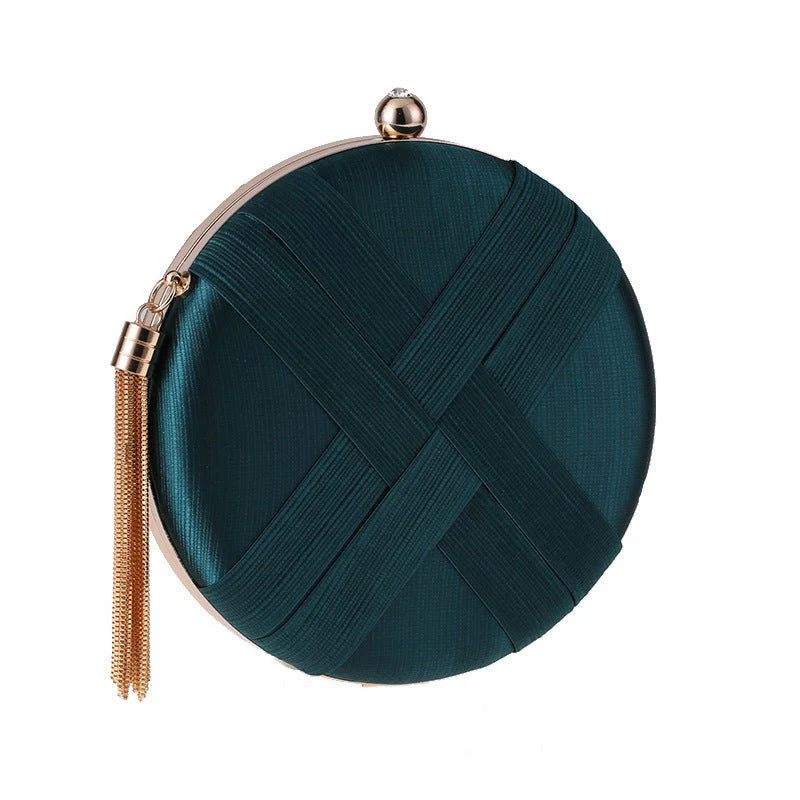 Round Evening Clutch Handbag with Braided Accent (MAC287) - Image 18