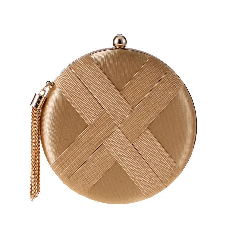 Round Evening Clutch Handbag with Braided Accent (MAC287) - Image 4