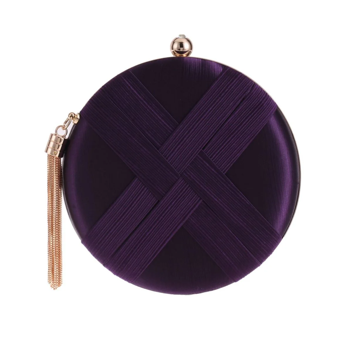 Round Evening Clutch Handbag with Braided Accent (MAC287) - Image 5
