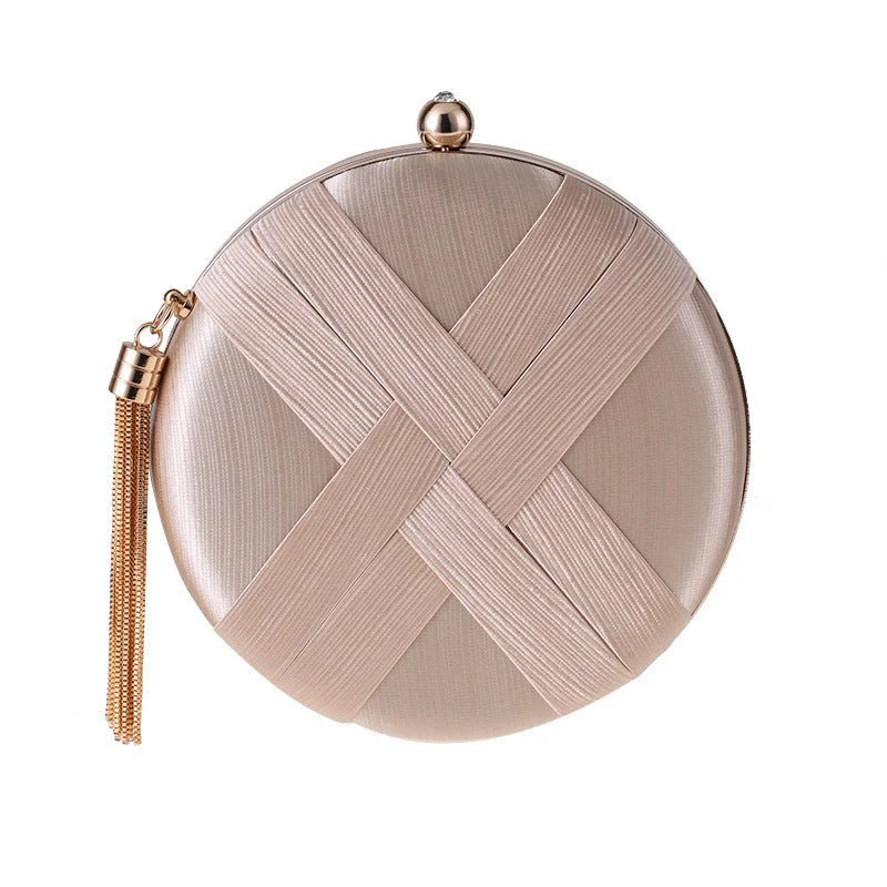 Round Evening Clutch Handbag with Braided Accent (MAC287) - Image 6