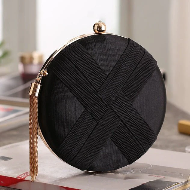 Round Evening Clutch Handbag with Braided Accent (MAC287) - Image 8