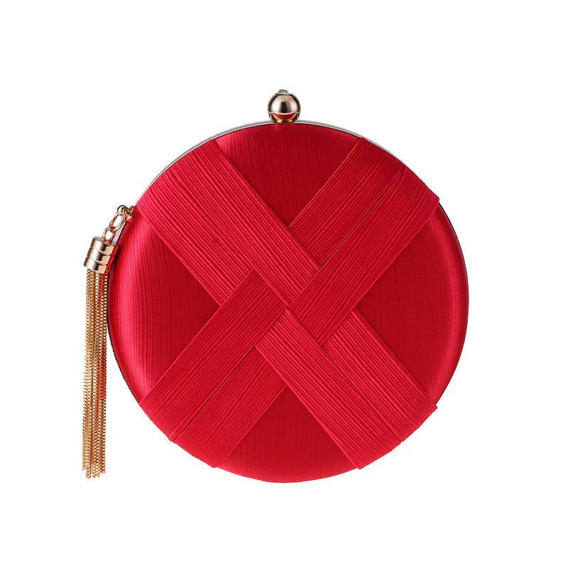 Round Evening Clutch Handbag with Braided Accent (MAC287) - Image 9