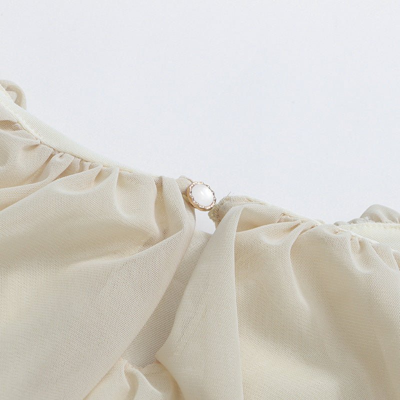 Round Neck Ruched Bodice Lantern Sleeve Floor-Length Dress(MS402) - Image 9