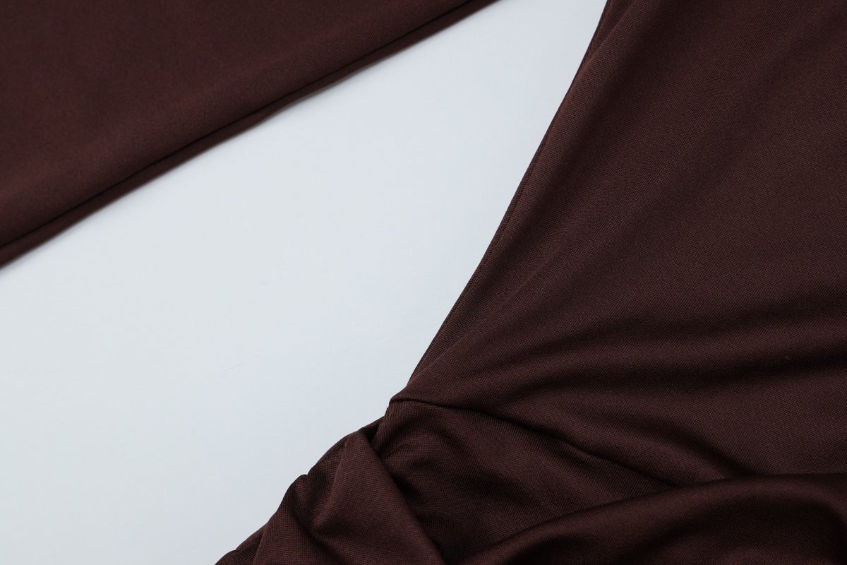 Ruched Bodycon Gown with Metal Hardware | High Neck Modal Maxi Dress(MS233) - Image 21