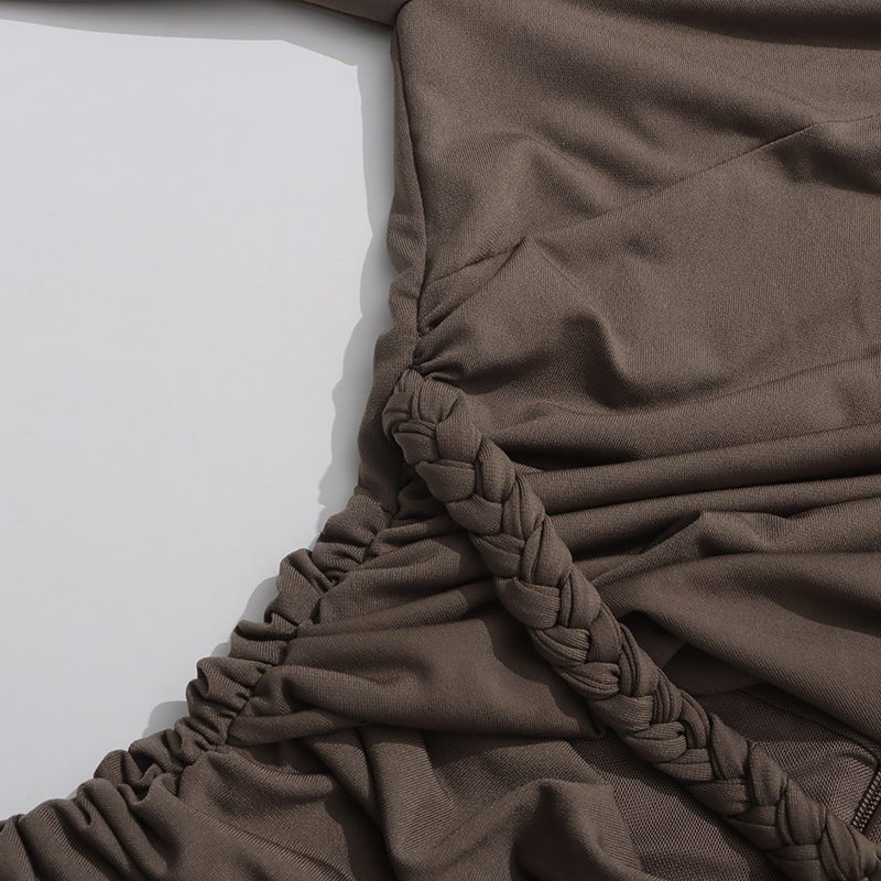 Ruched Dress with Braided Cutout Waist (MS345) - Image 10