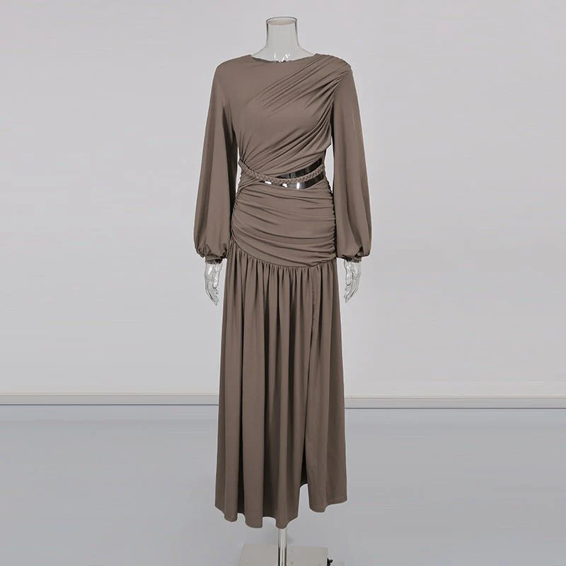 Ruched Dress with Braided Cutout Waist (MS345) - Image 3