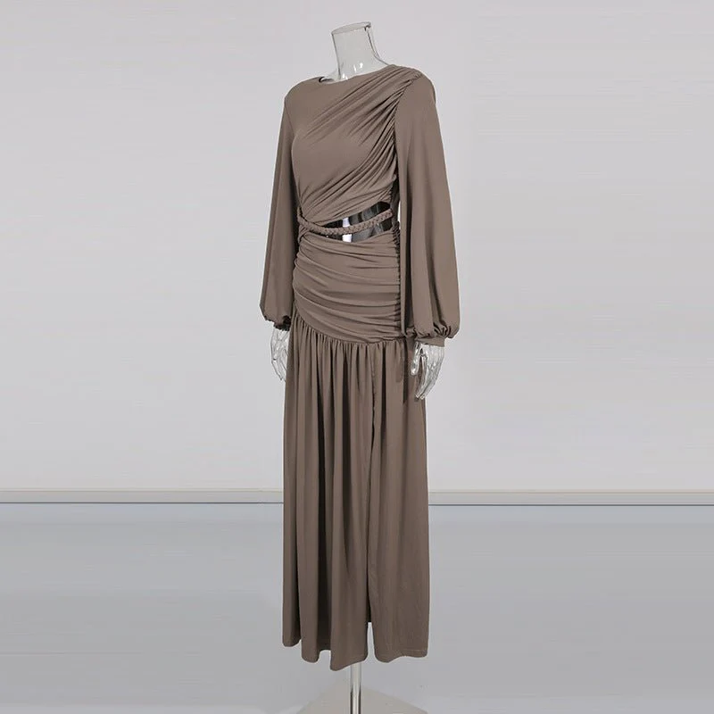Ruched Dress with Braided Cutout Waist (MS345) - Image 4