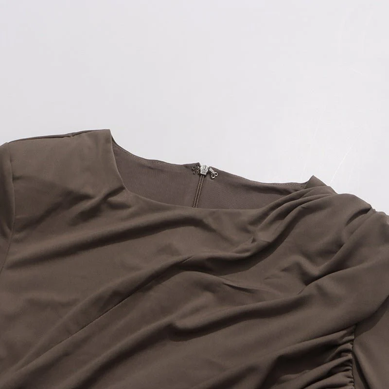 Ruched Dress with Braided Cutout Waist (MS345) - Image 6