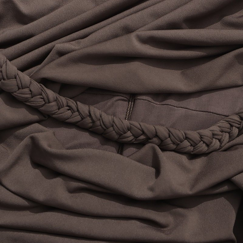 Ruched Dress with Braided Cutout Waist (MS345) - Image 9