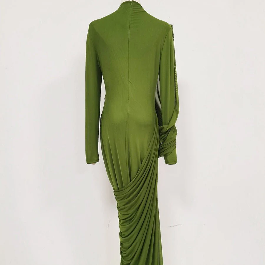Ruched High Waist Bodycon Maxi Dress(MS355) - Image 6