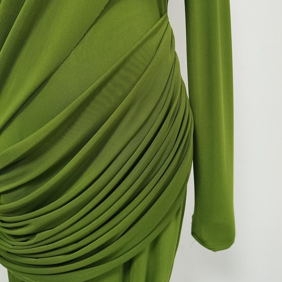 Ruched High Waist Bodycon Maxi Dress(MS355) - Image 9