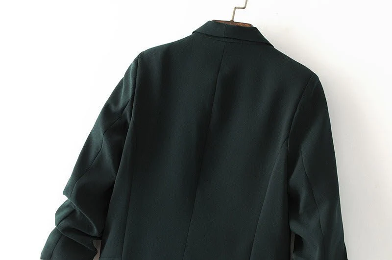 Ruched Sleeve Blazer | Three-Quarter Sleeve Longline Jacket (MS241) - Image 22