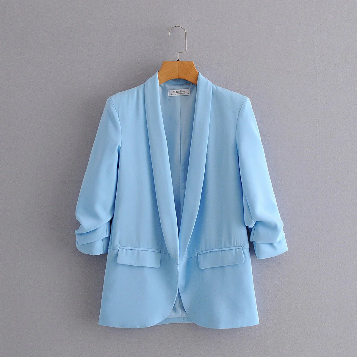 Ruched Sleeve Blazer | Three-Quarter Sleeve Longline Jacket (MS241) - Image 3