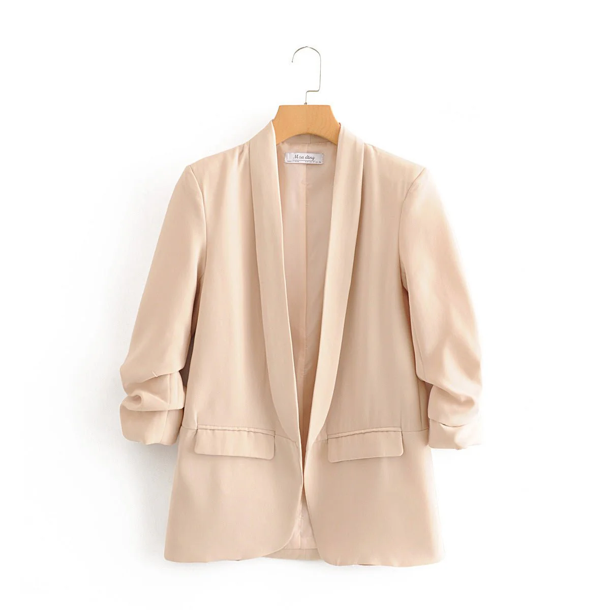 Ruched Sleeve Blazer | Three-Quarter Sleeve Longline Jacket (MS241) - Image 5