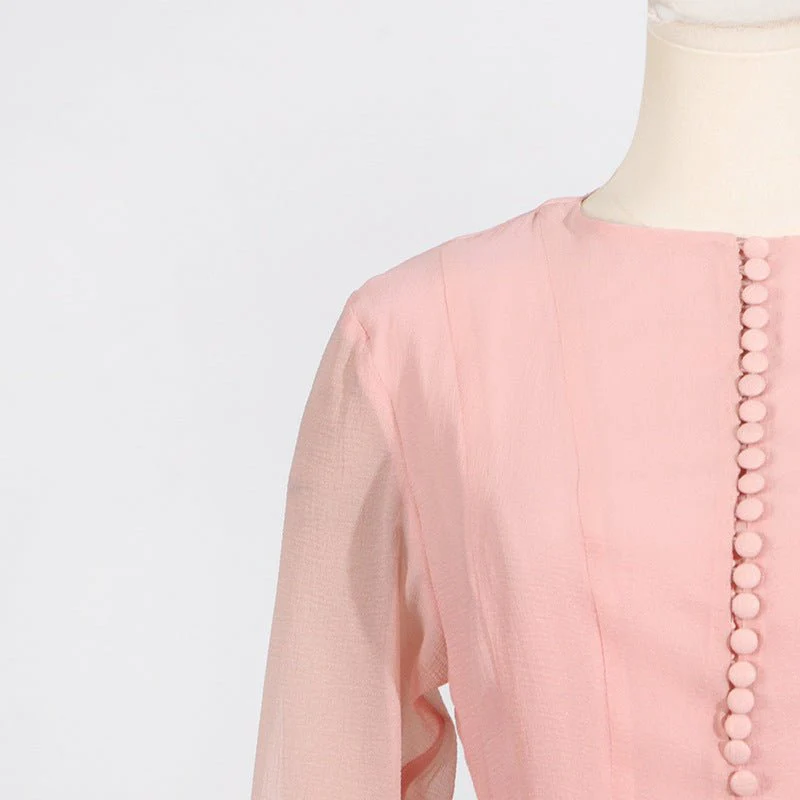 Ruffle Hem Dress with Sheer Sleeves(MS304) - Image 11